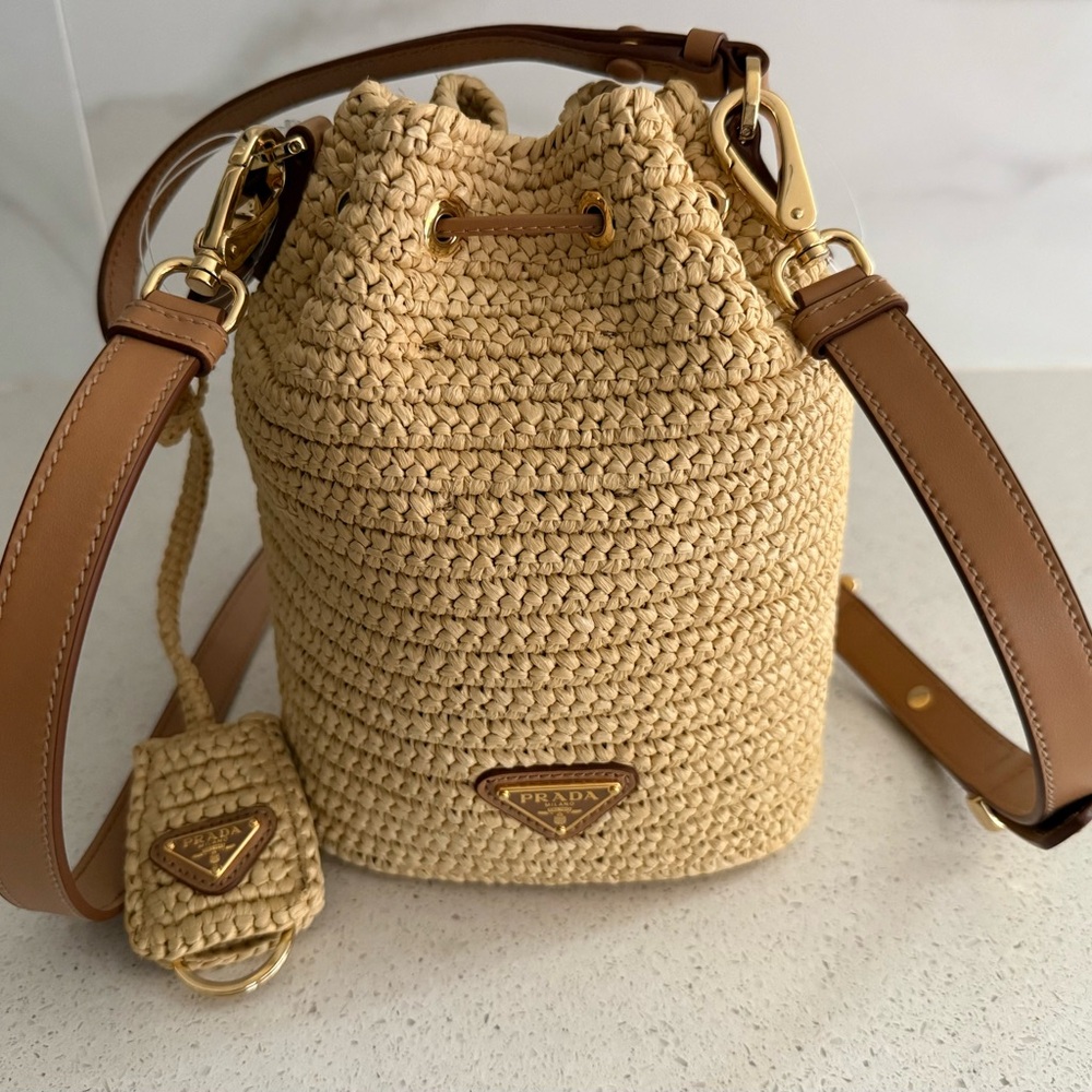 Prada Crochet and Leather Mini-Bucket Bag - Picture 11 of 13